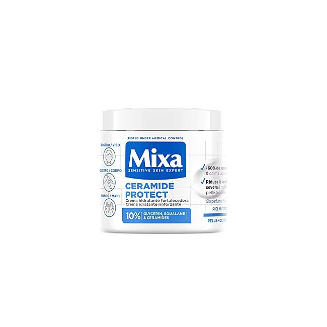 Pot de crème pour le corps mélangé à des céramides.