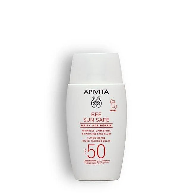 Bee Sun Safe Daily Anti-Aging Repair SPF50 Fluide pour le visage Apivita.