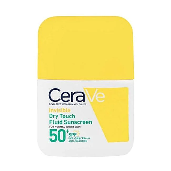 Écran solaire fluide CeraVe Invisible Dry Touch SPF50+.