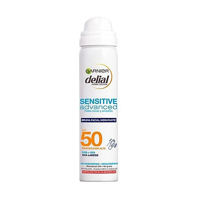 Spray brume hydratante pour le visage Delial SPF50.