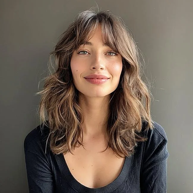 Cheveux midi superposés.