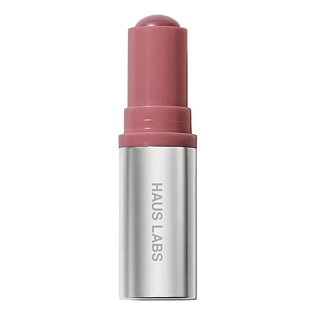 Haus Labs Color Fuse Longwear Glassy Lip + Cheek Balm Blush Stick.