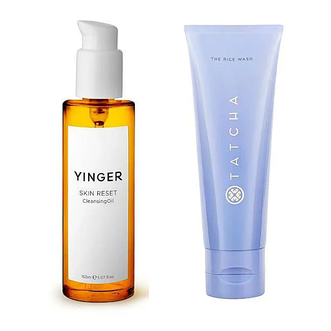 L'huile nettoyante Skin Reset de Yinger Beauty (38 euros) et le gel nettoyant The Rice Wash de Tatcha (44 euros chez Sephora).