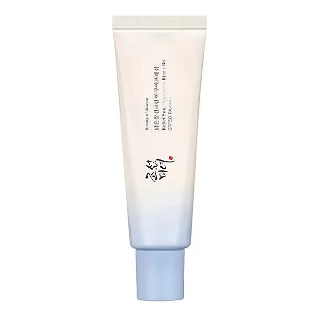 Crème solaire Relief Sun : Riz + Probiotiques SPF50+ de Beauty of Joseon.