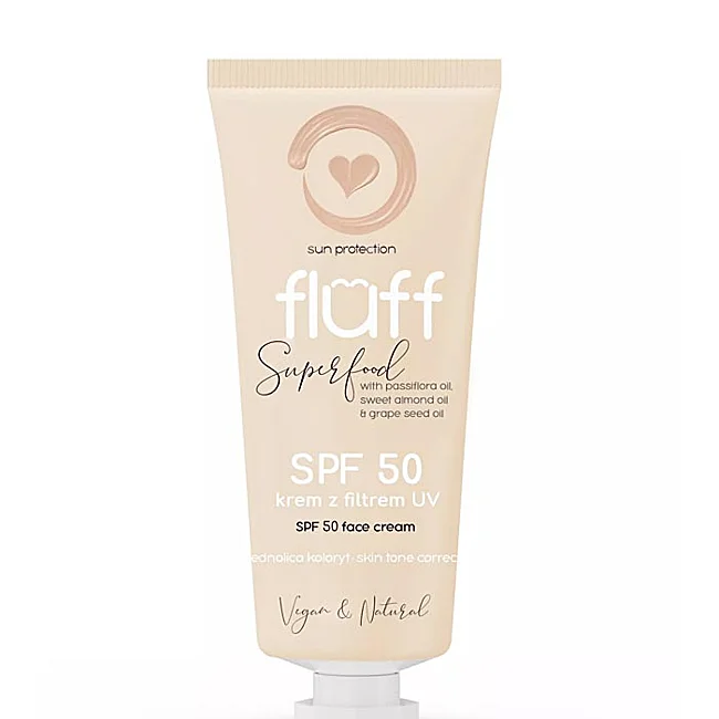 Crème solaire visage Fluff SPF50.